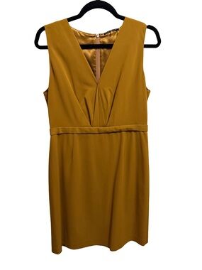 Sleeveless Mustard V-Neck Elie Tahari Sheath Dress